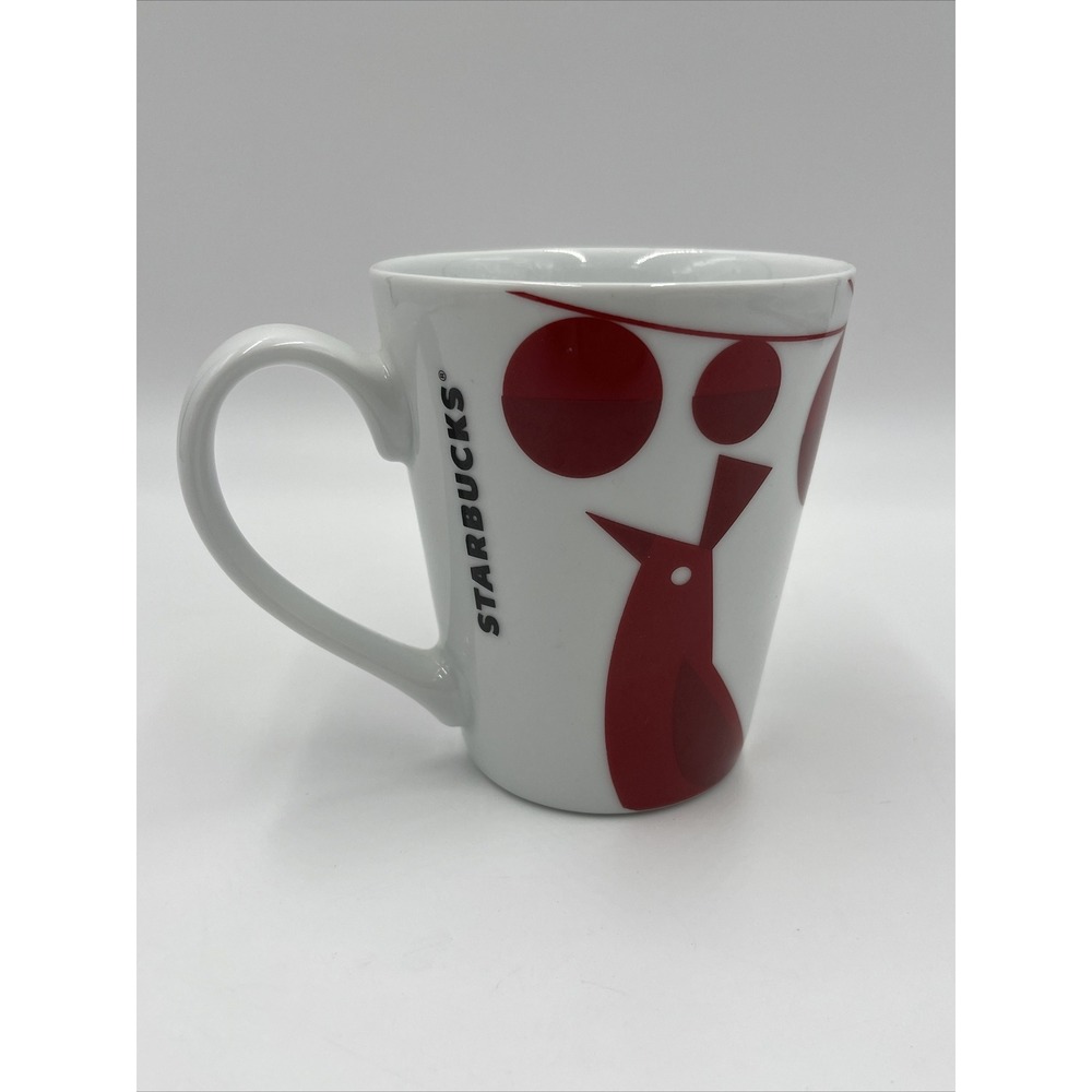 Starbucks 2012 Christmas Holiday GIFT Red White Bird Coffee Mug Cup 12 oz #003